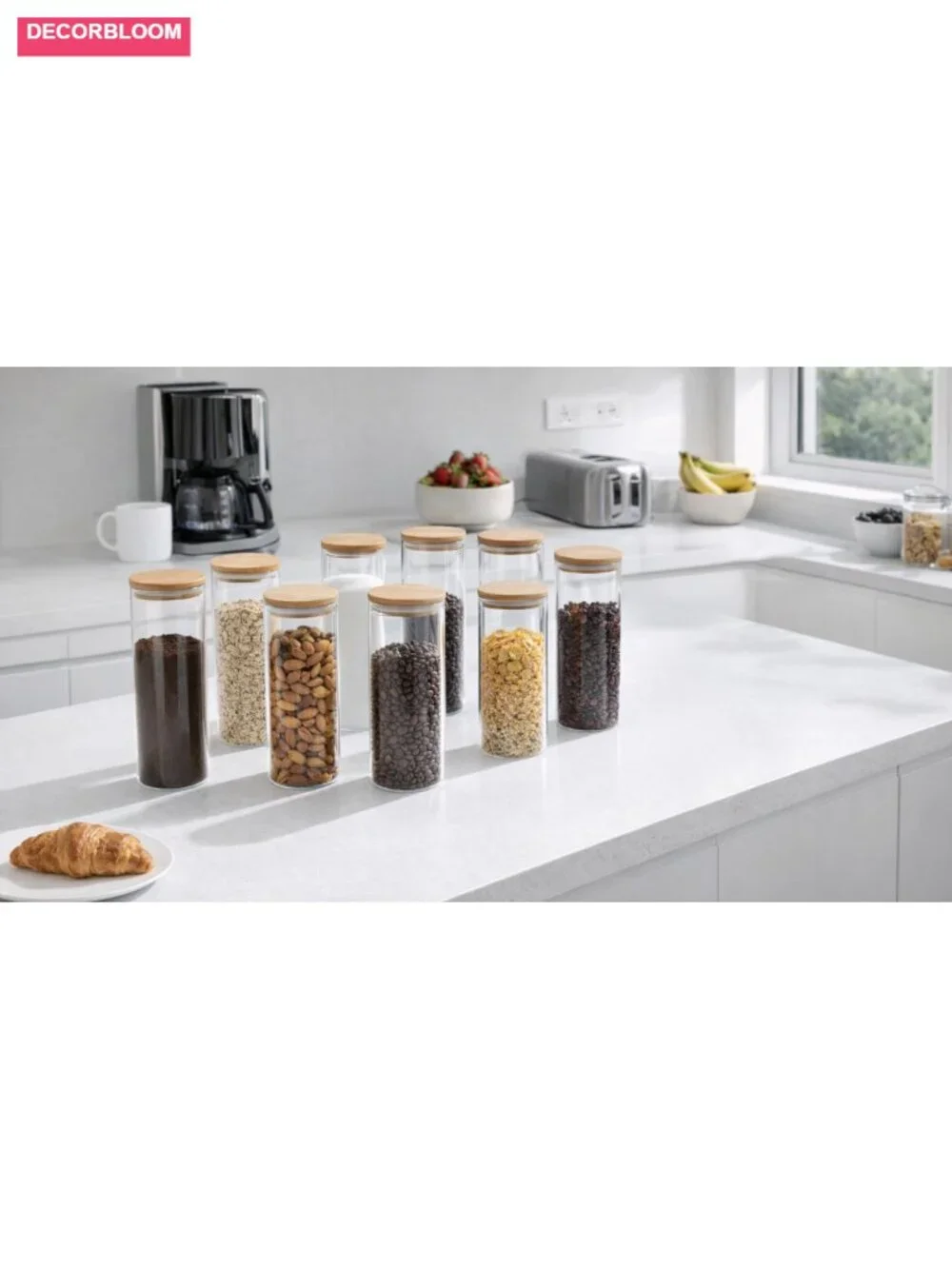 Glass Food Storage Containers with Bamboo Lids Set of 8